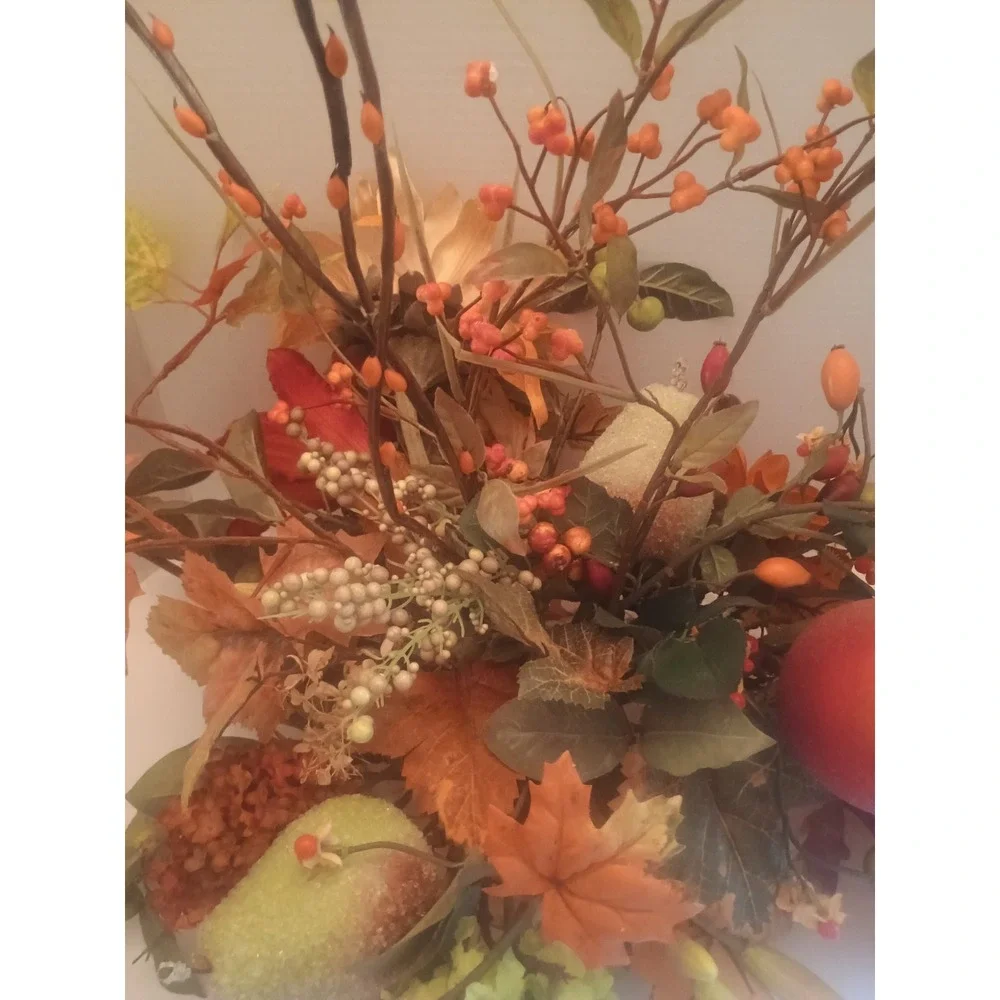 Large Autumn Artificial Table Centerpiece -Fruit Flowers & Leaves 22